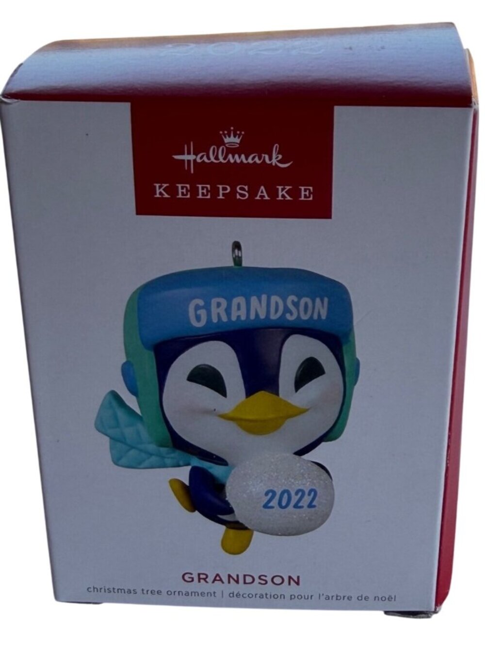 2022 Hallmark Keepsake Artist Crafted Penguin "Grandson" Christmas Ornament
